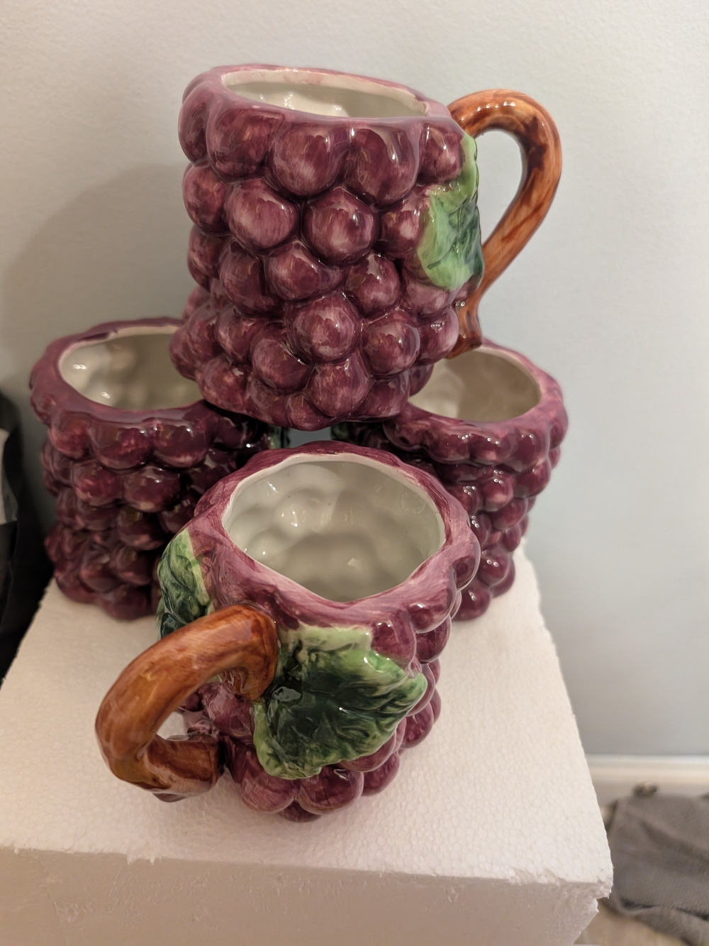 Ceramic Grape Cluster Mug Set Of4 - Purple